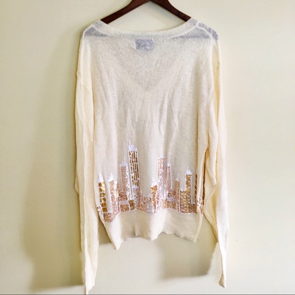 Wildfox It Could Happen Skyline Sequin Sweater M - Picture 2 of 7